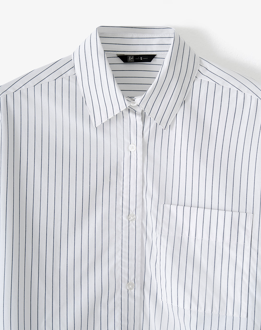 Camisa manga larga oversize blanca rayas mujer