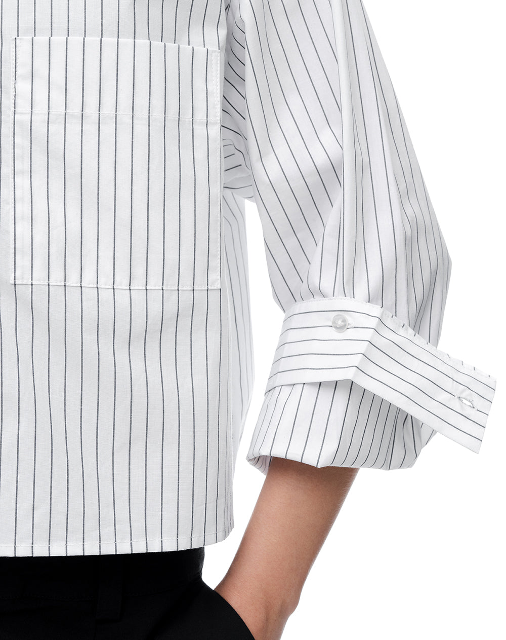 Camisa manga larga oversize blanca rayas mujer