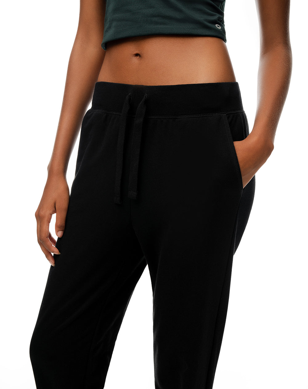 Jogger tiro medio algodón negro mujer