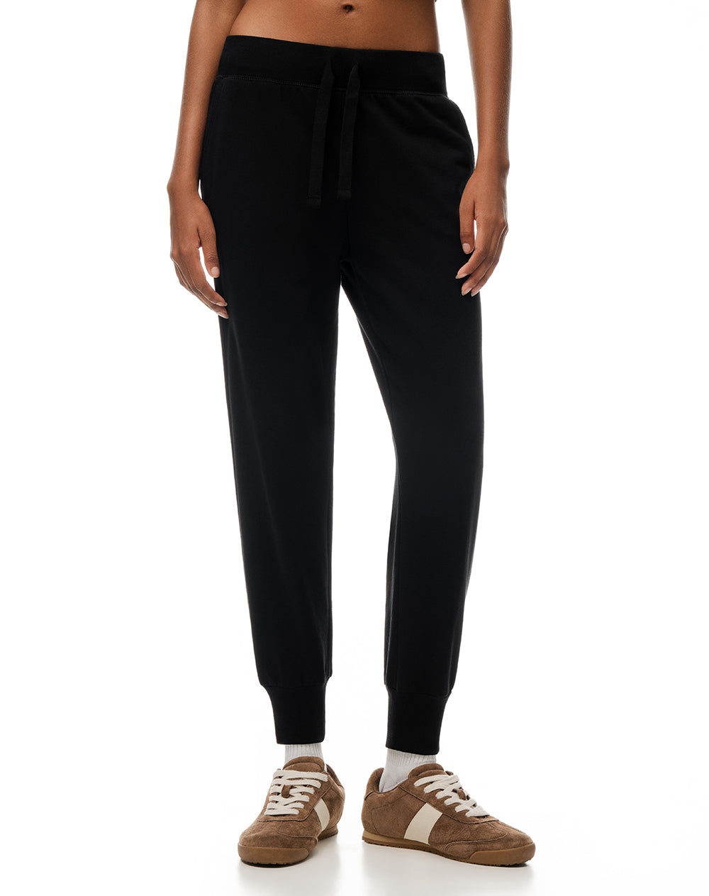 Jogger tiro medio algodón negro mujer