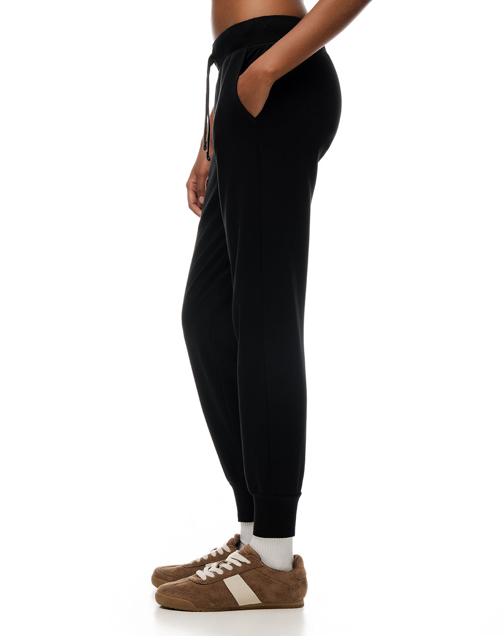 Jogger tiro medio algodón negro mujer
