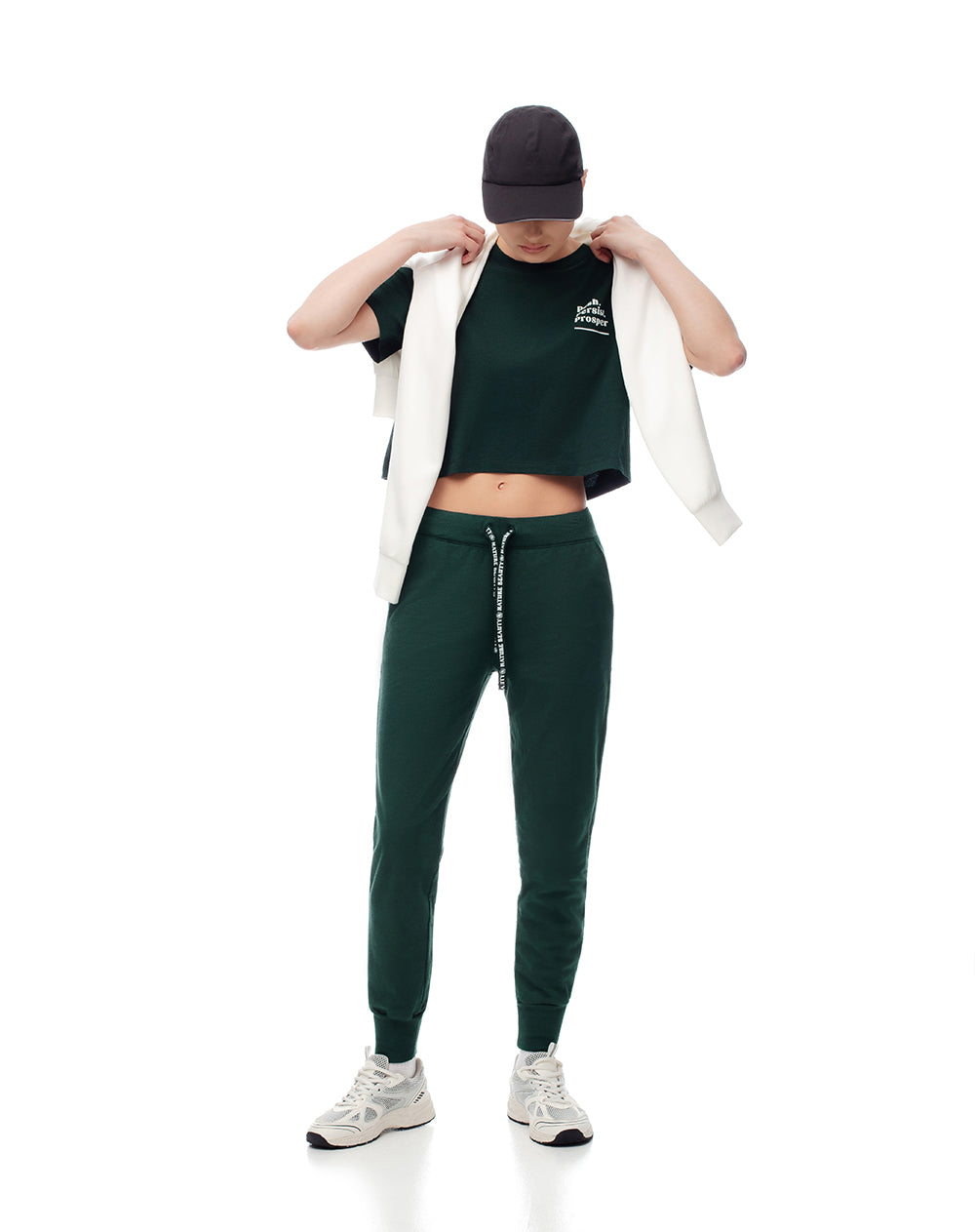 Jogger tiro medio algodón verde mujer