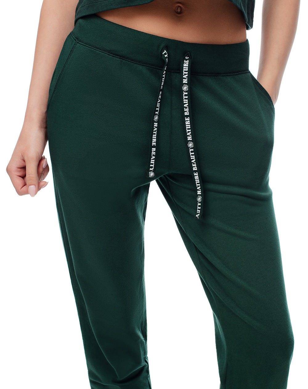 Jogger tiro medio algodón verde mujer