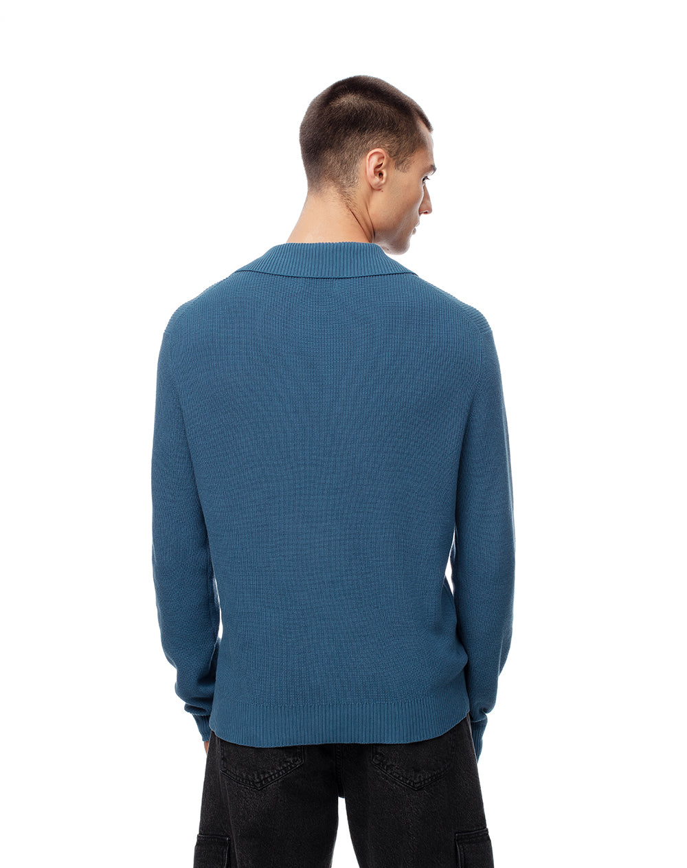 Buzo regular tejido de punto algodón azul hombre