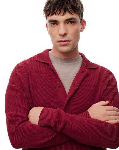 Buzo regular tejido de punto algodón rojo hombre