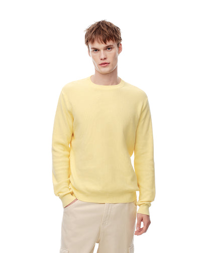 Buzo regular tejido algodón amarillo hombre