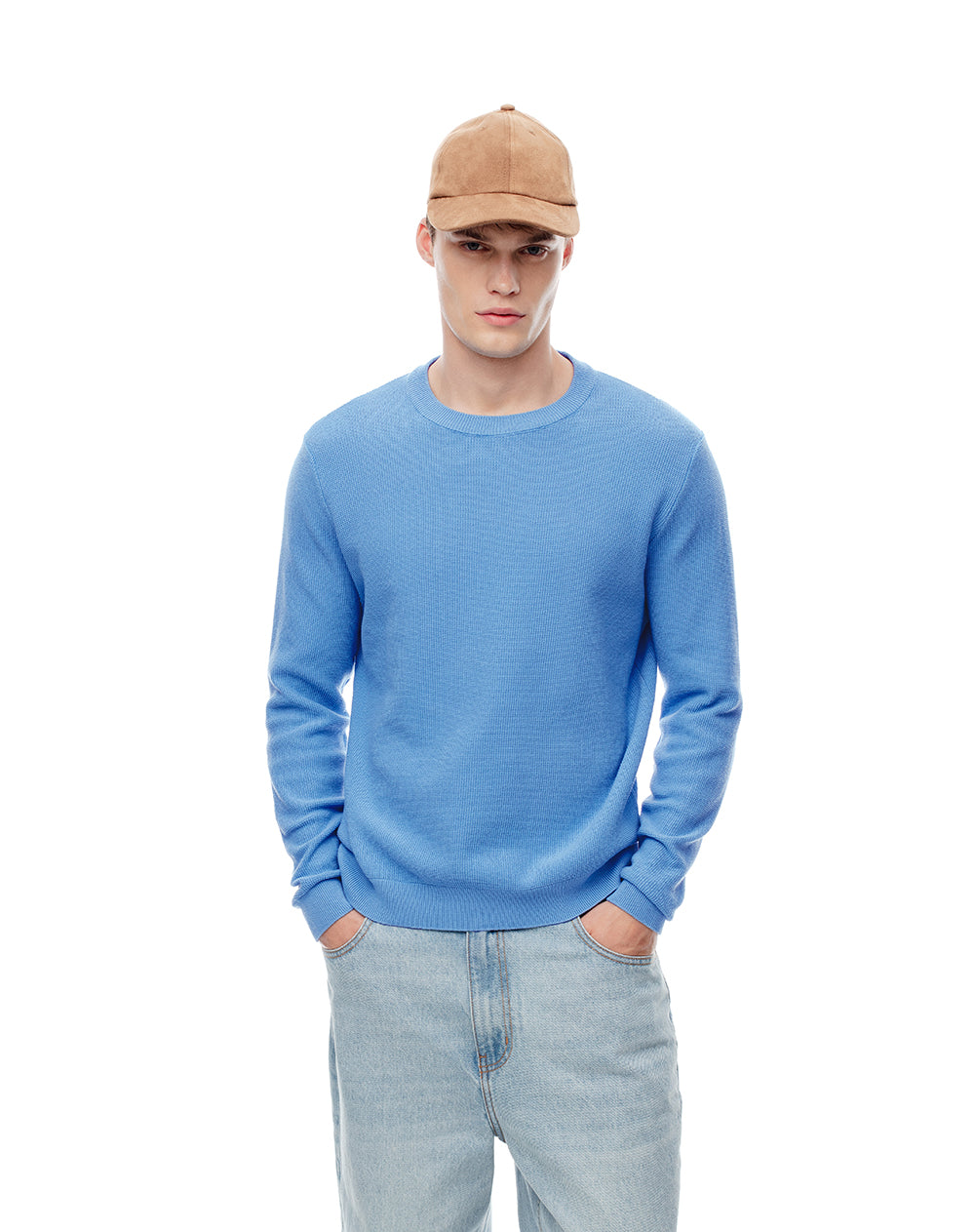 Buzo regular tejido algodón azul hombre