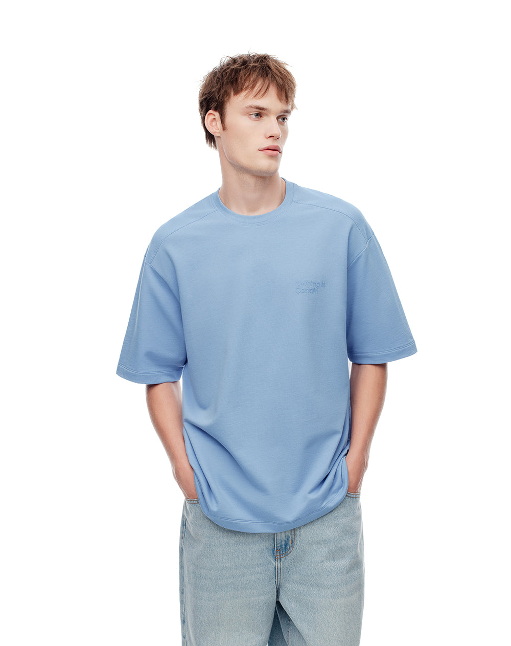 Camiseta oversize algodón azul hombre