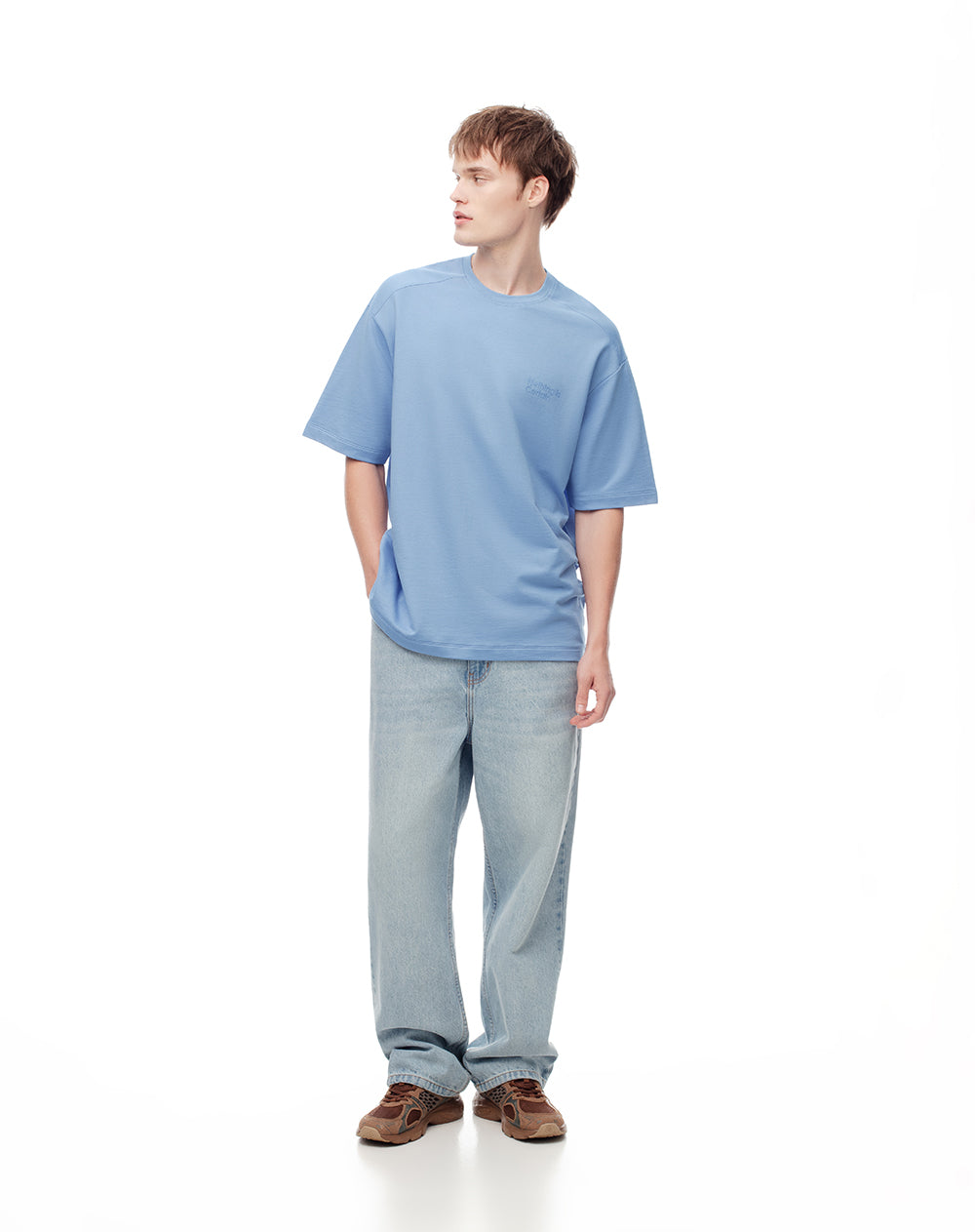 Camiseta oversize algodón azul hombre