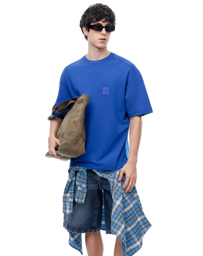 Camiseta oversize manga corta azul hombre