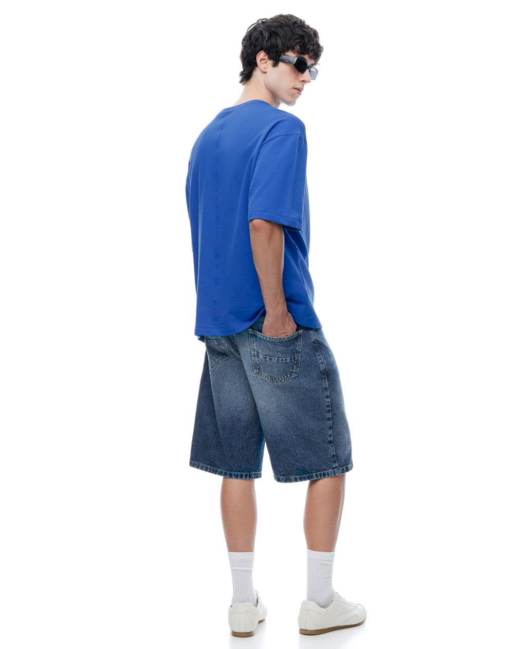 Camiseta oversize manga corta azul hombre