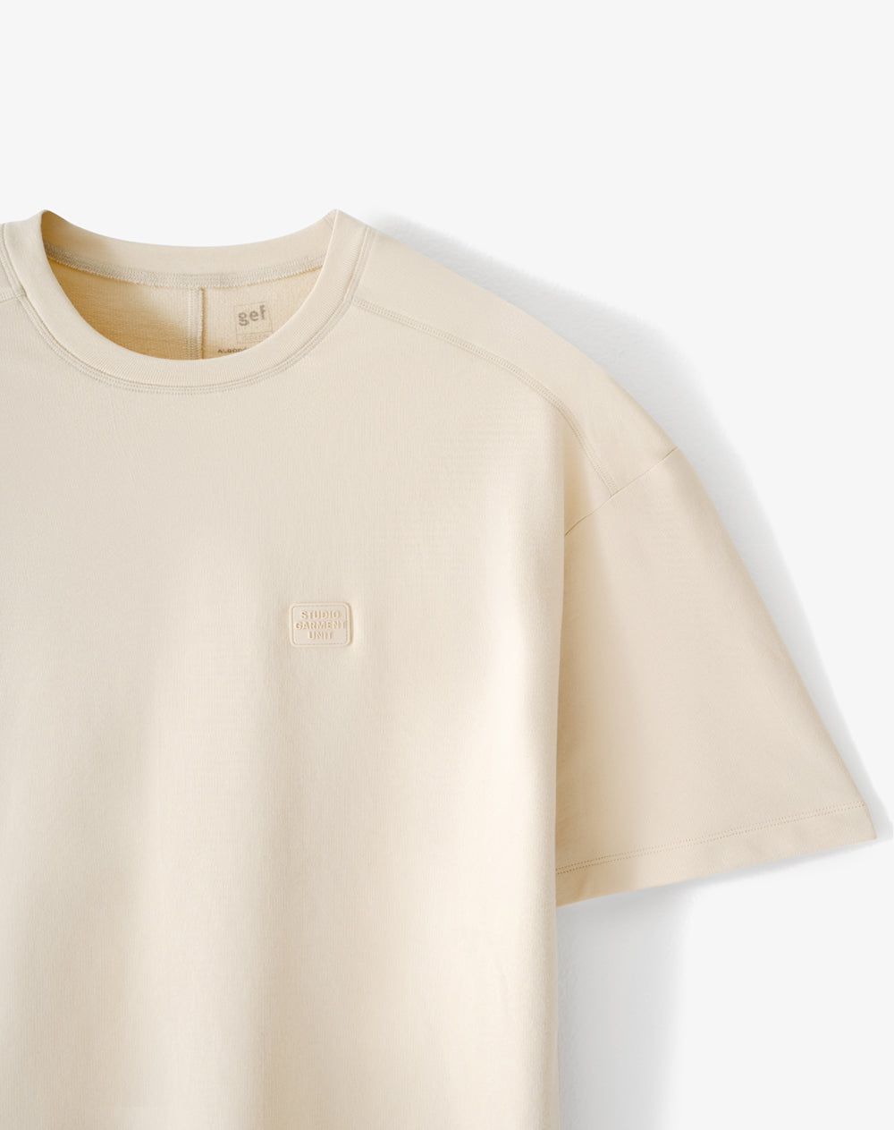 Camiseta oversized manga corta crema hombre