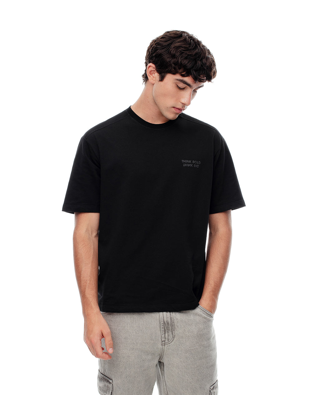 Camiseta oversized fit manga corta negra
