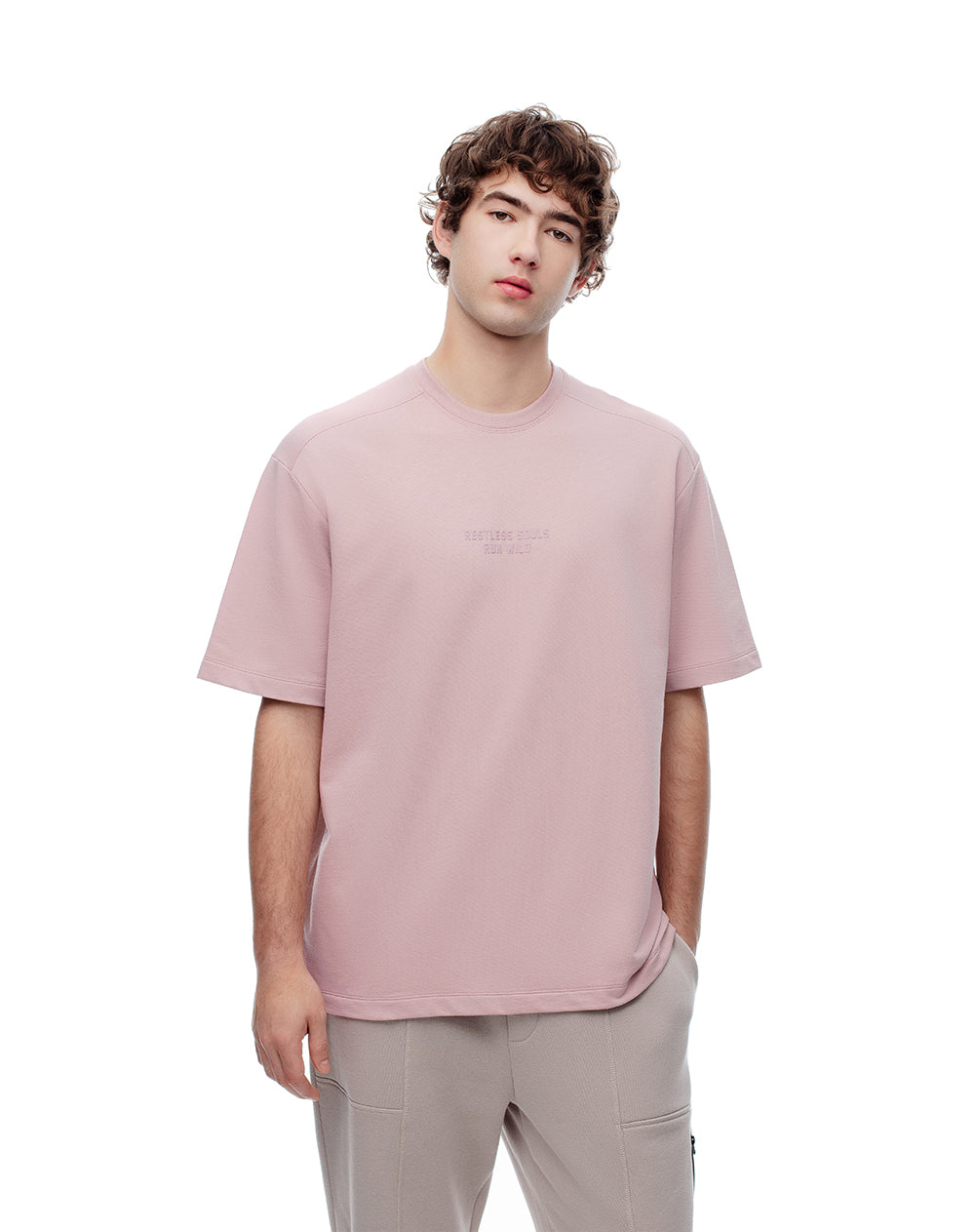 Camiseta oversized fit manga corta palo de rosa