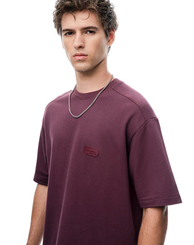 Camiseta oversize manga corta vino tinto hombre