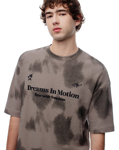 Camiseta regular algodón tie dye café estampada hombre