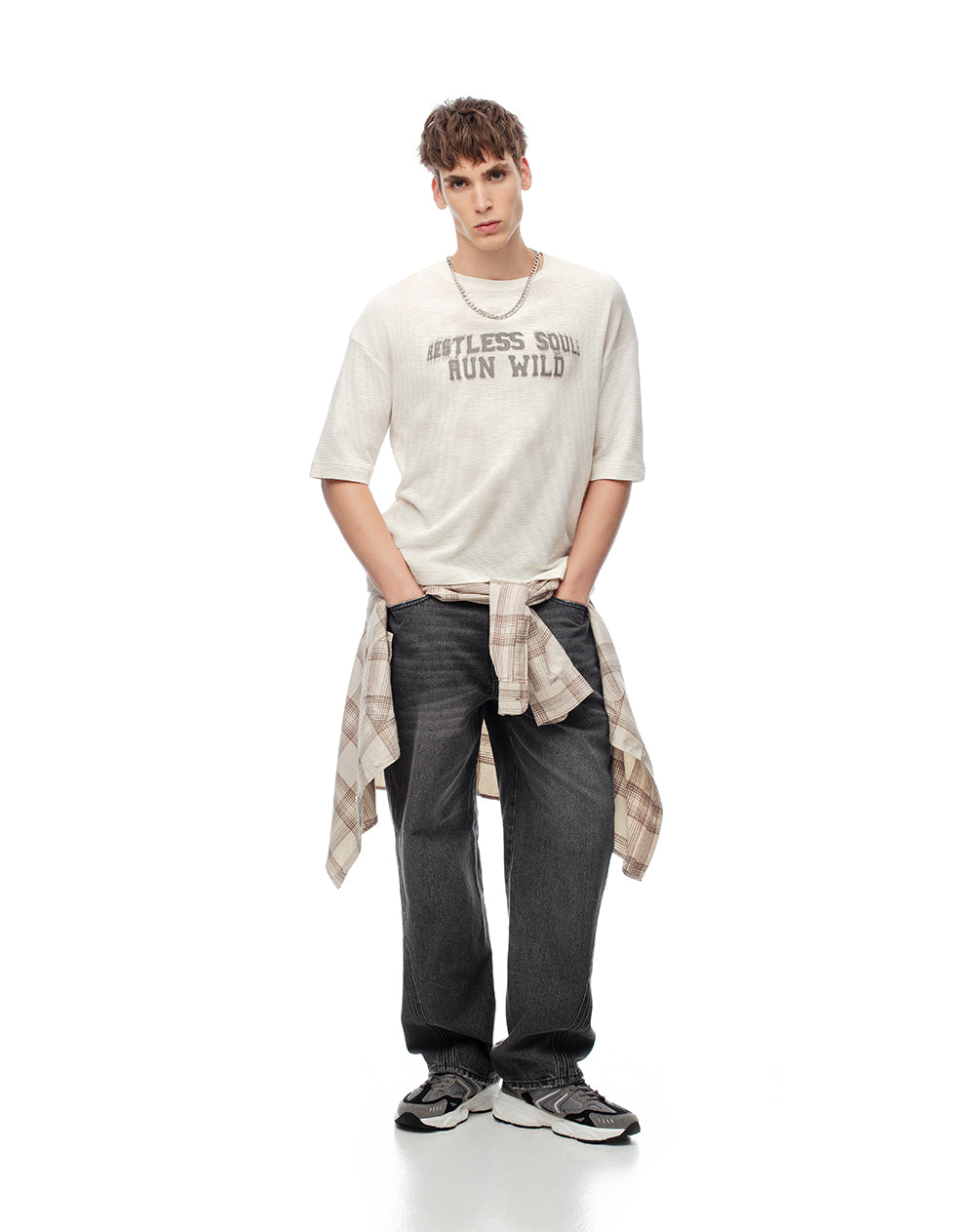 Camiseta regular algodón vainilla estampada hombre