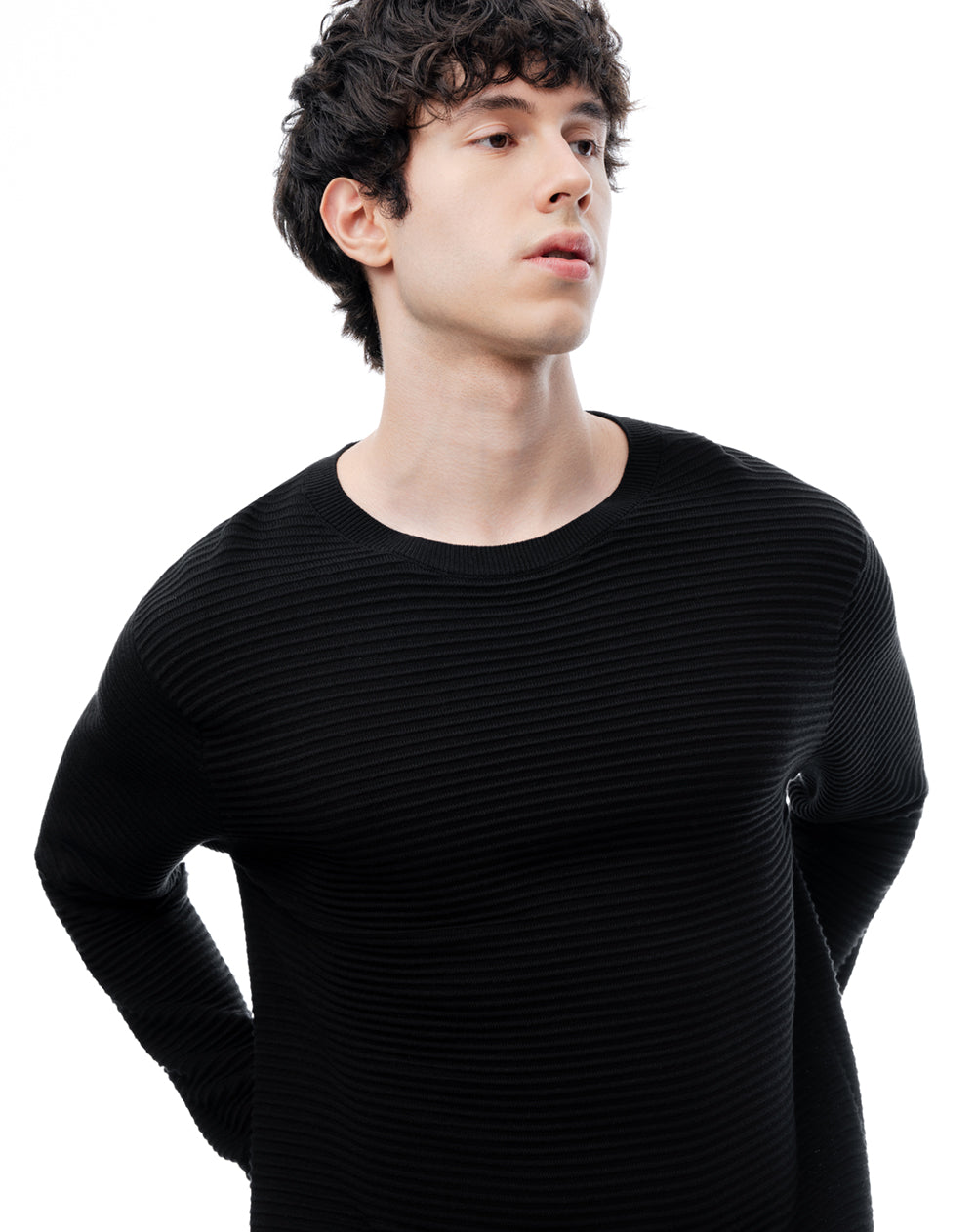 Buzo regular tejido de punto algodón negro hombre