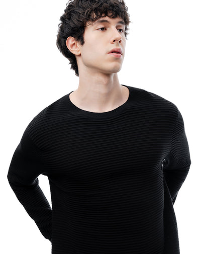 Buzo regular tejido de punto algodón negro hombre