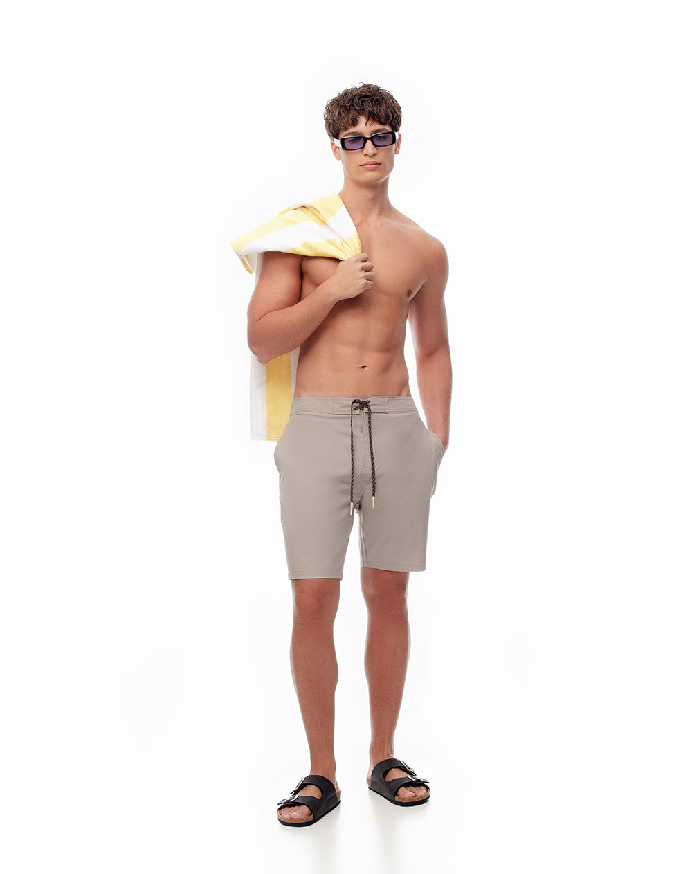 Pantaloneta de baño taupe hombre