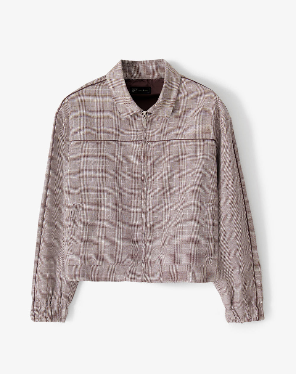 Chaqueta regular café cuadros mujer