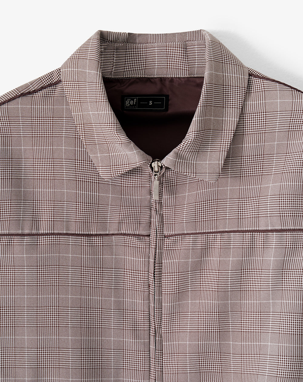 Chaqueta regular café cuadros mujer