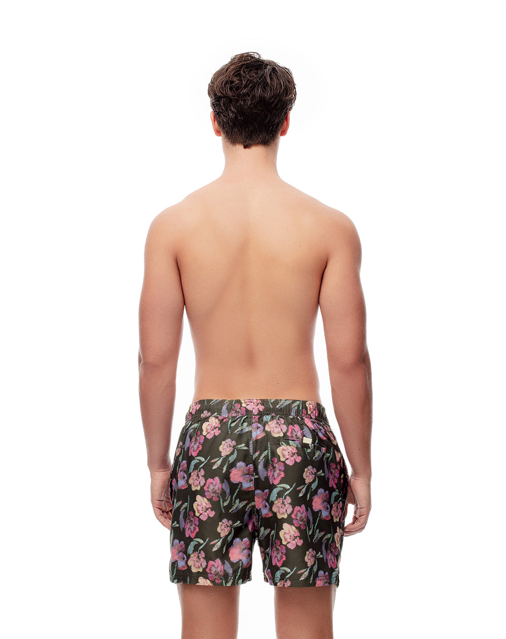 Short pantaloneta verde estampado