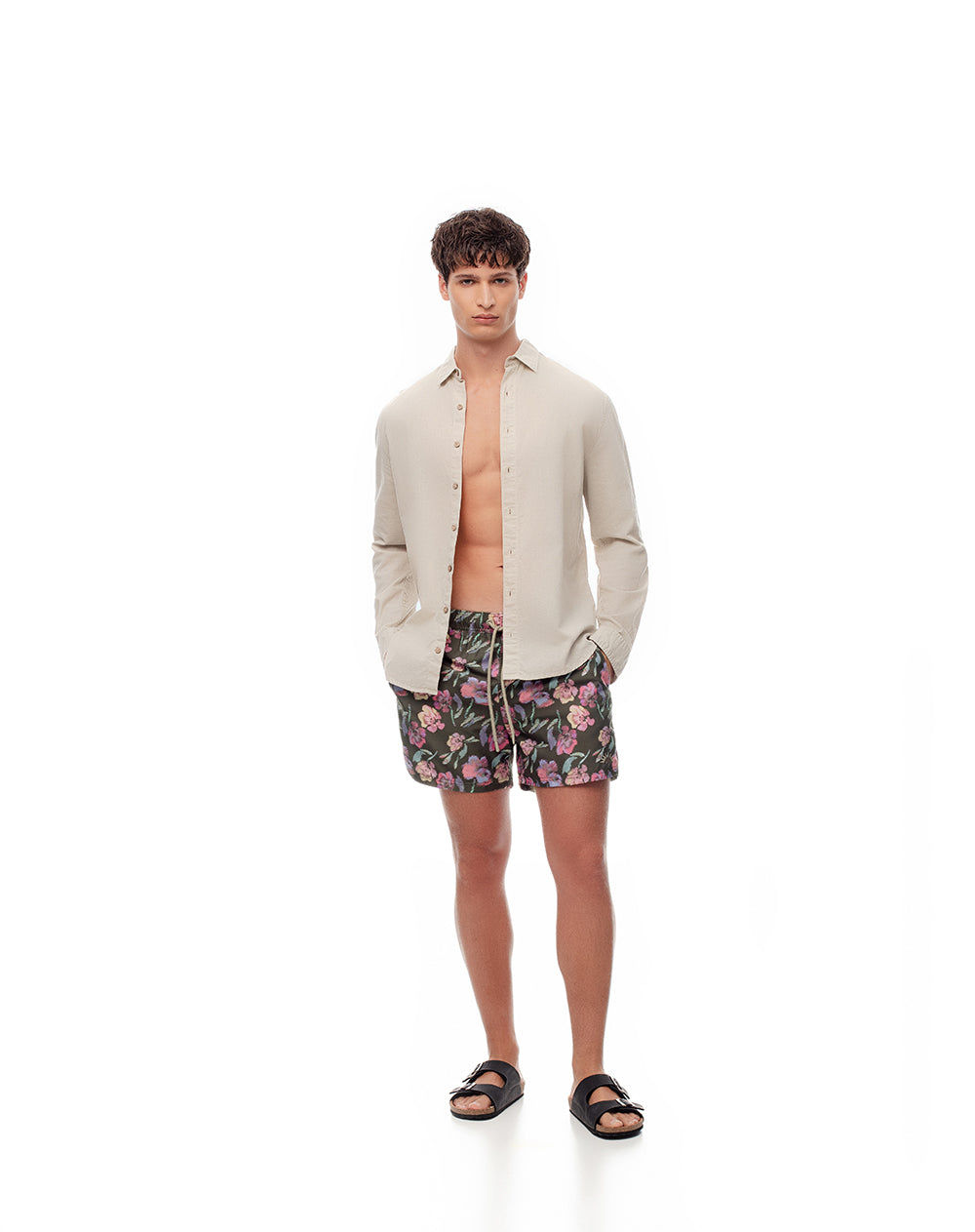 Short pantaloneta verde estampado