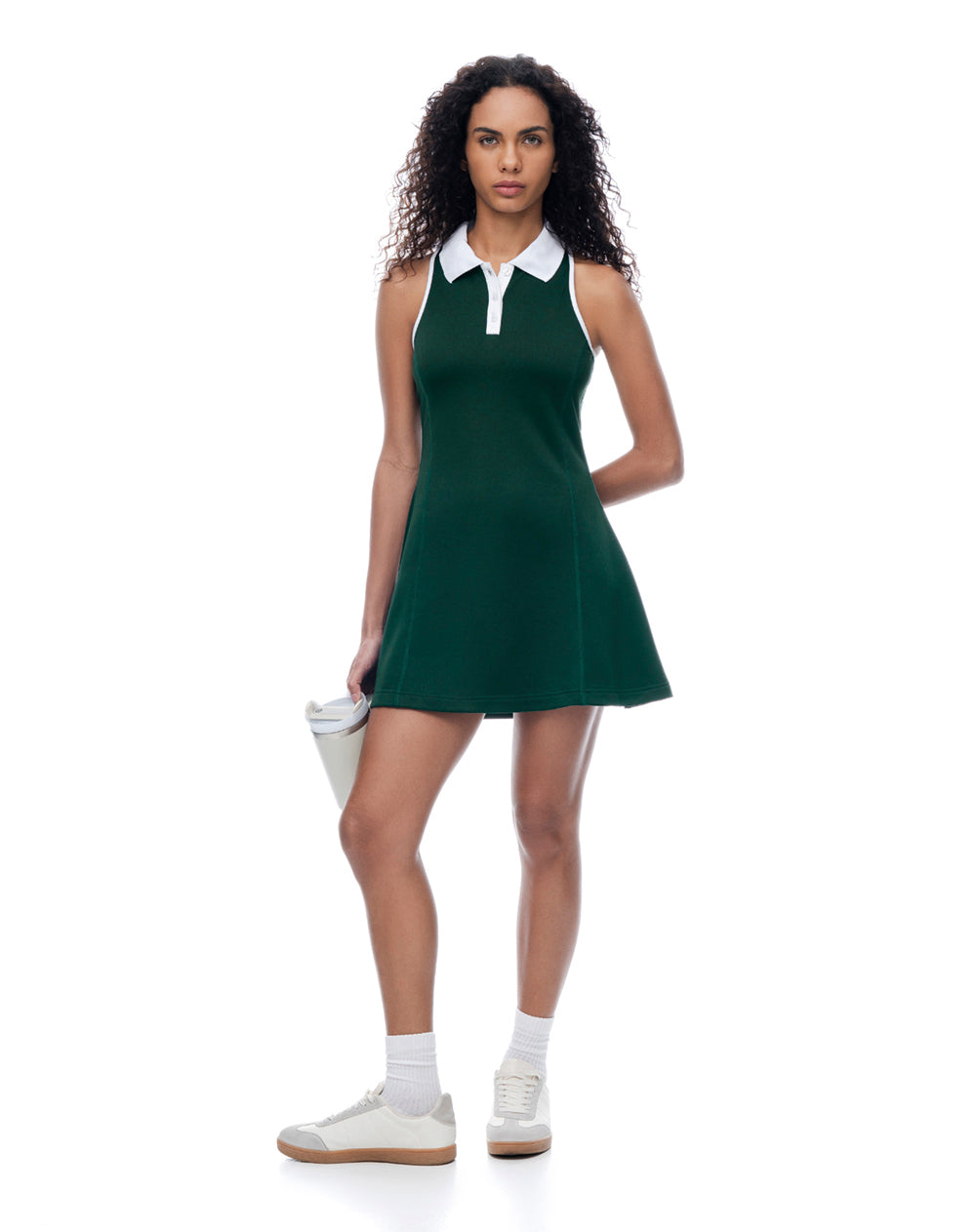 Vestido deportivo tipo polo verde mujer