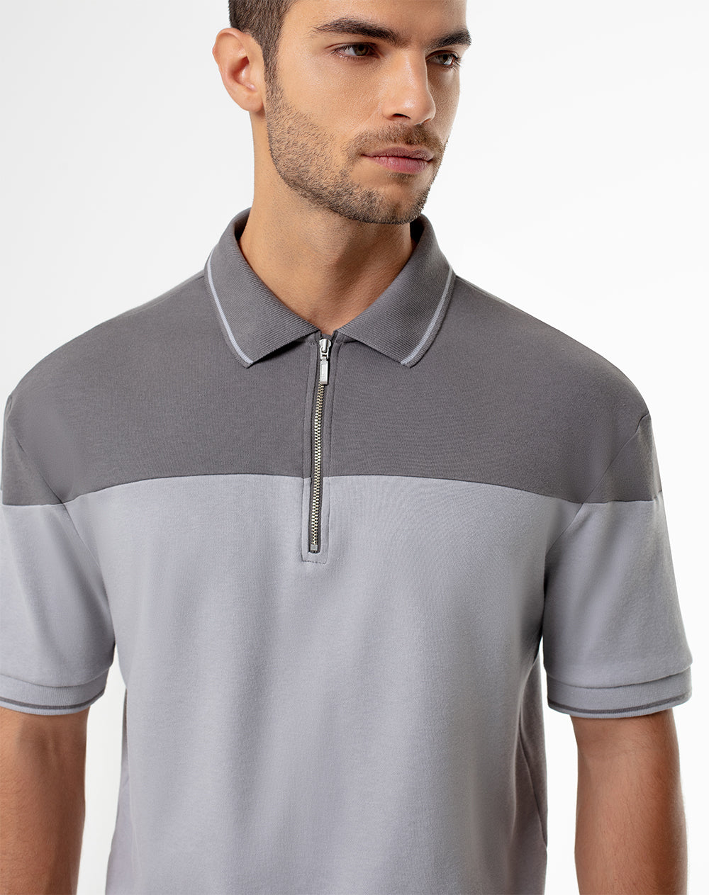 Polo regular fit gris bloques