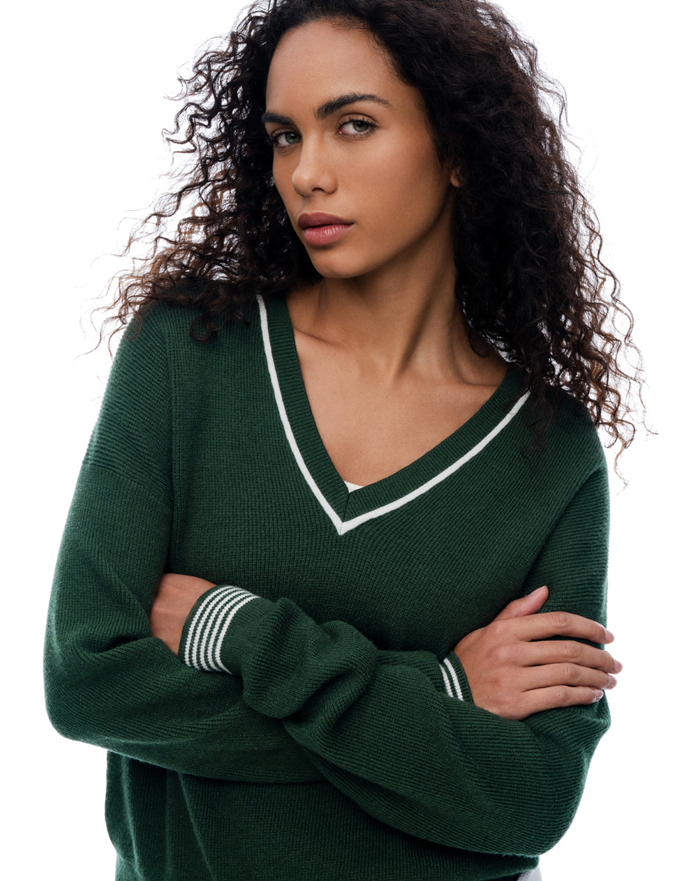 Suéter relaxed tejido verde mujer