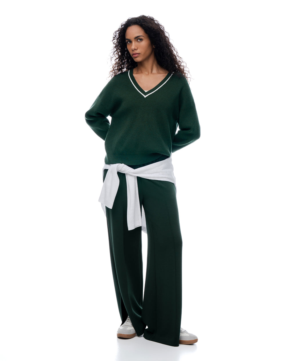 Suéter relaxed tejido verde mujer