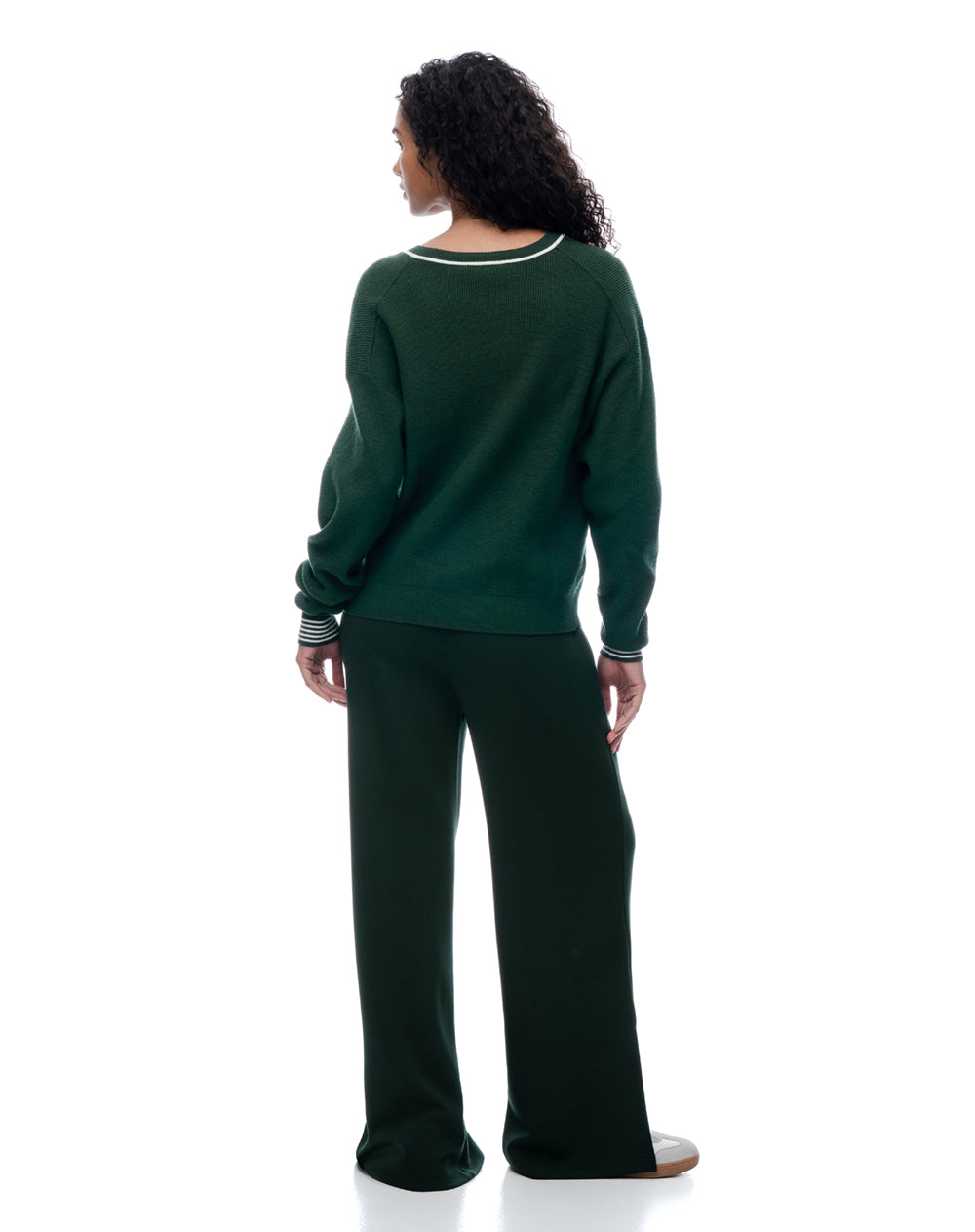 Suéter relaxed tejido verde mujer