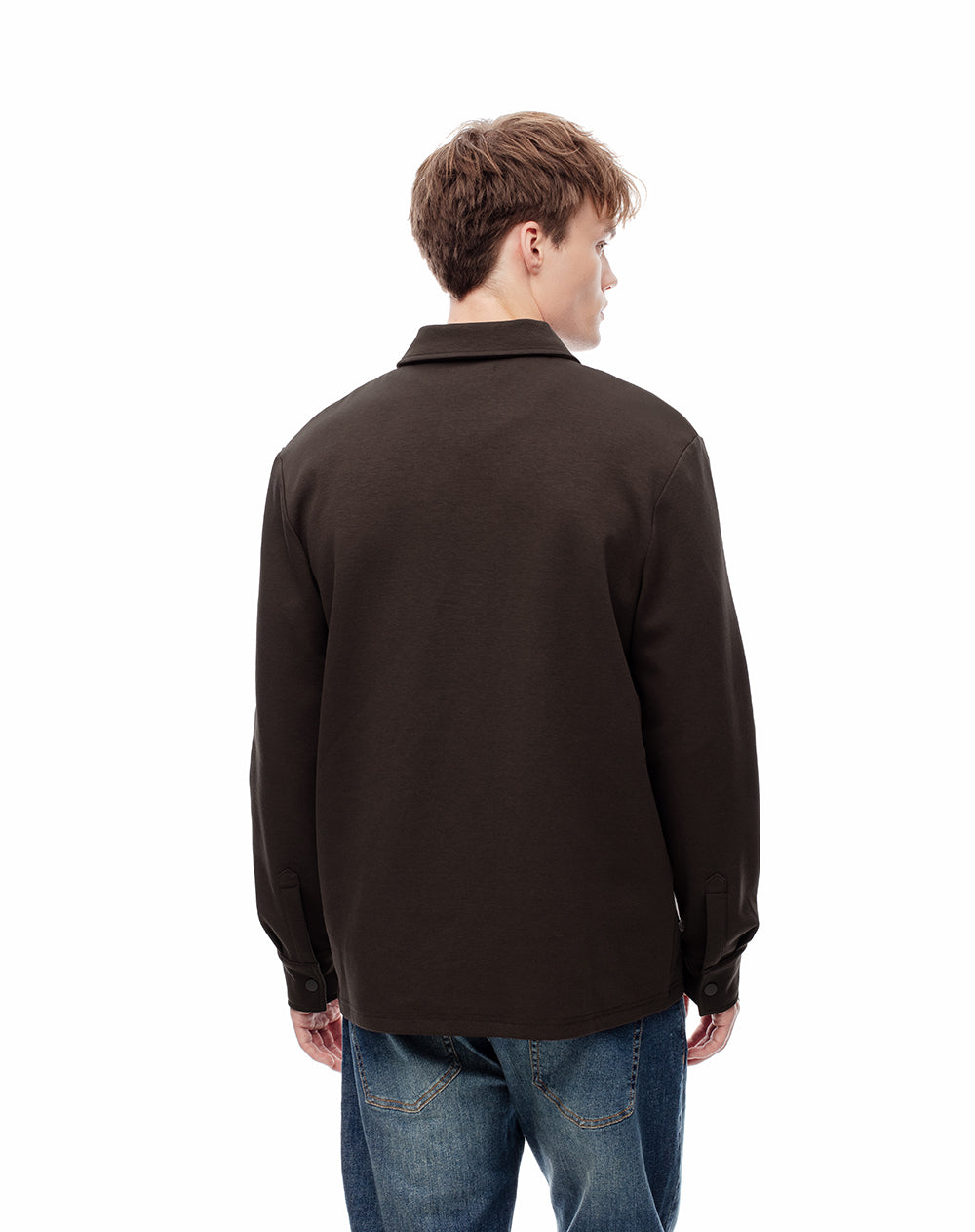 Chaqueta regular fit sin capucha chocolate
