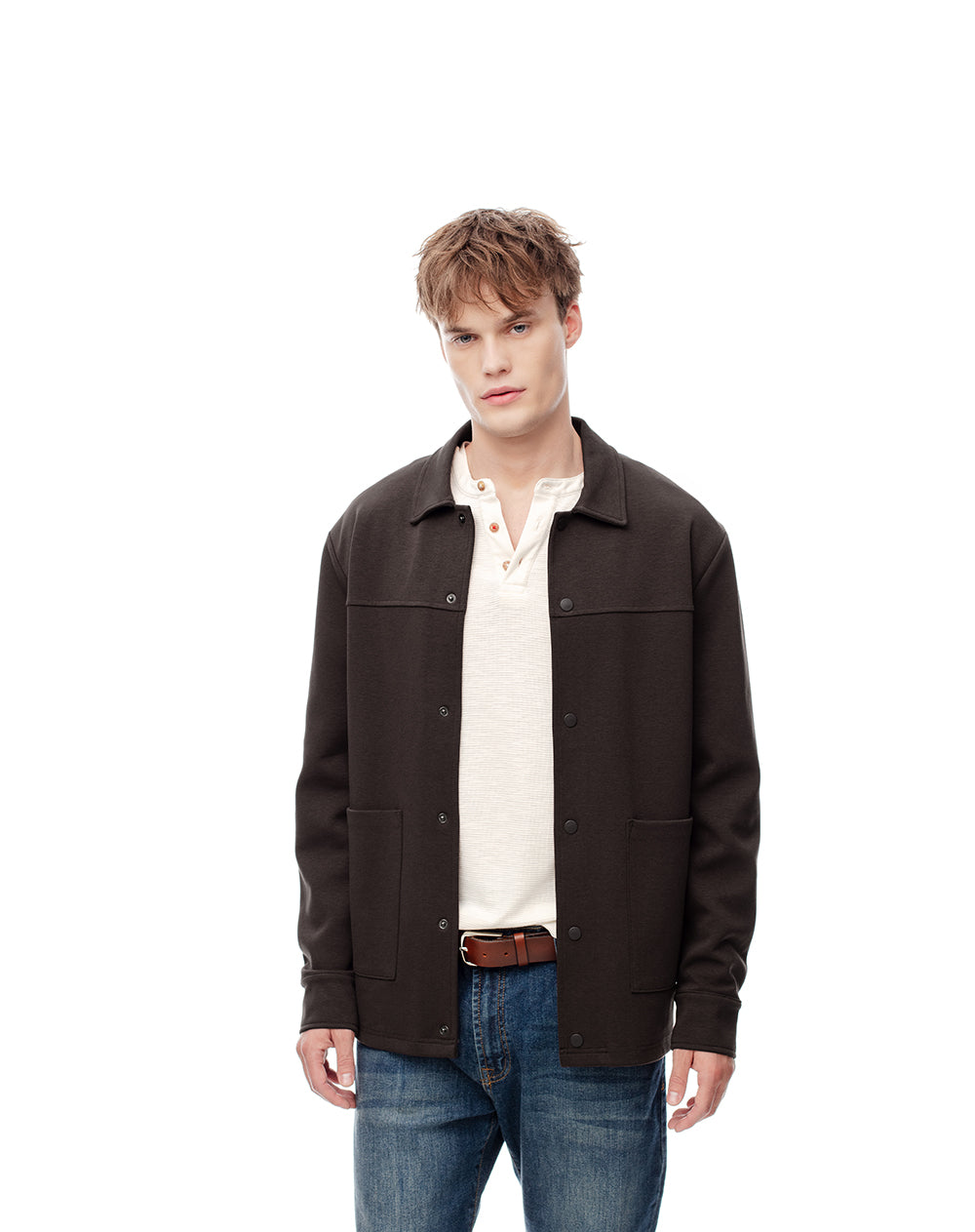 Chaqueta regular chocolate hombre