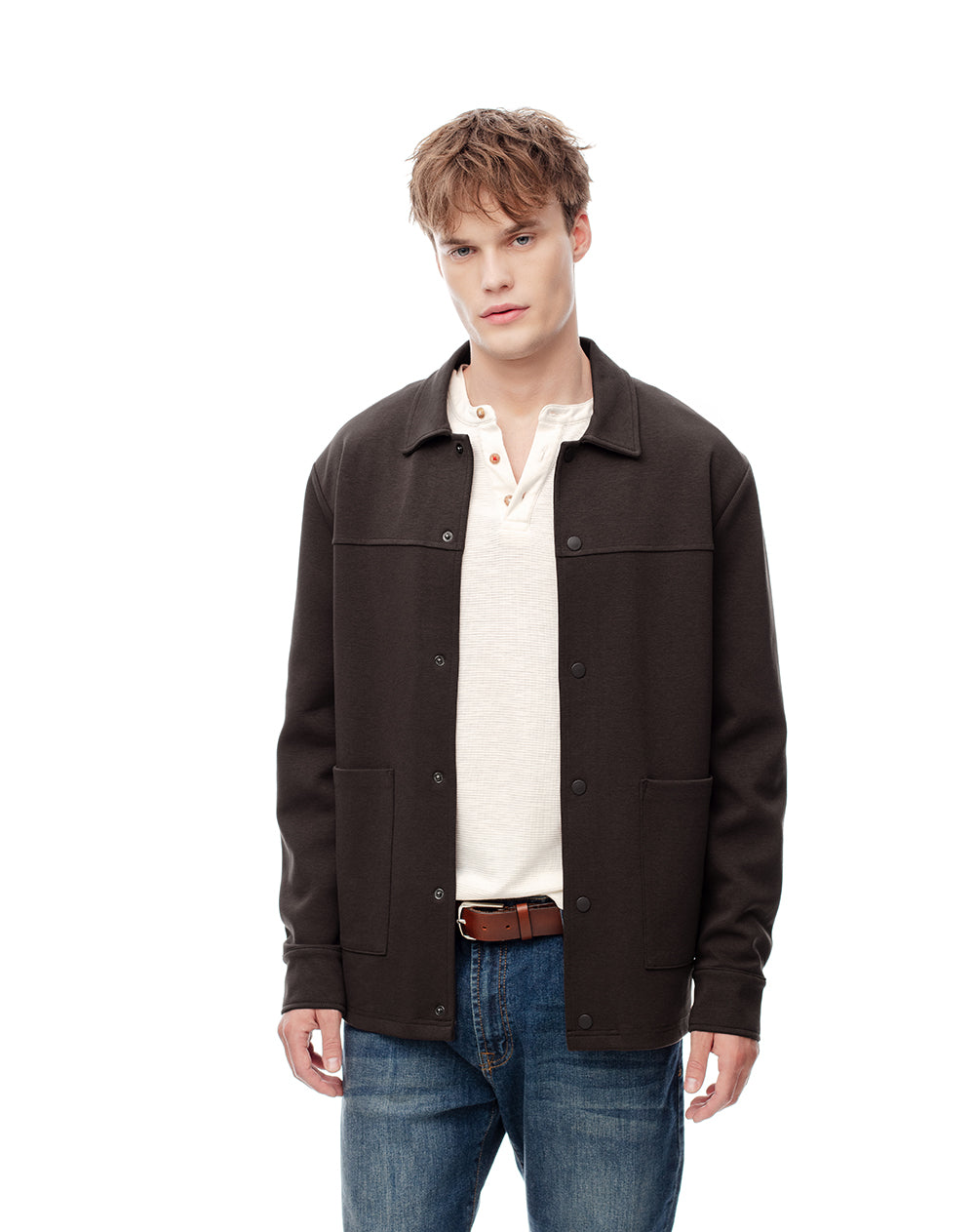 Chaqueta regular chocolate hombre
