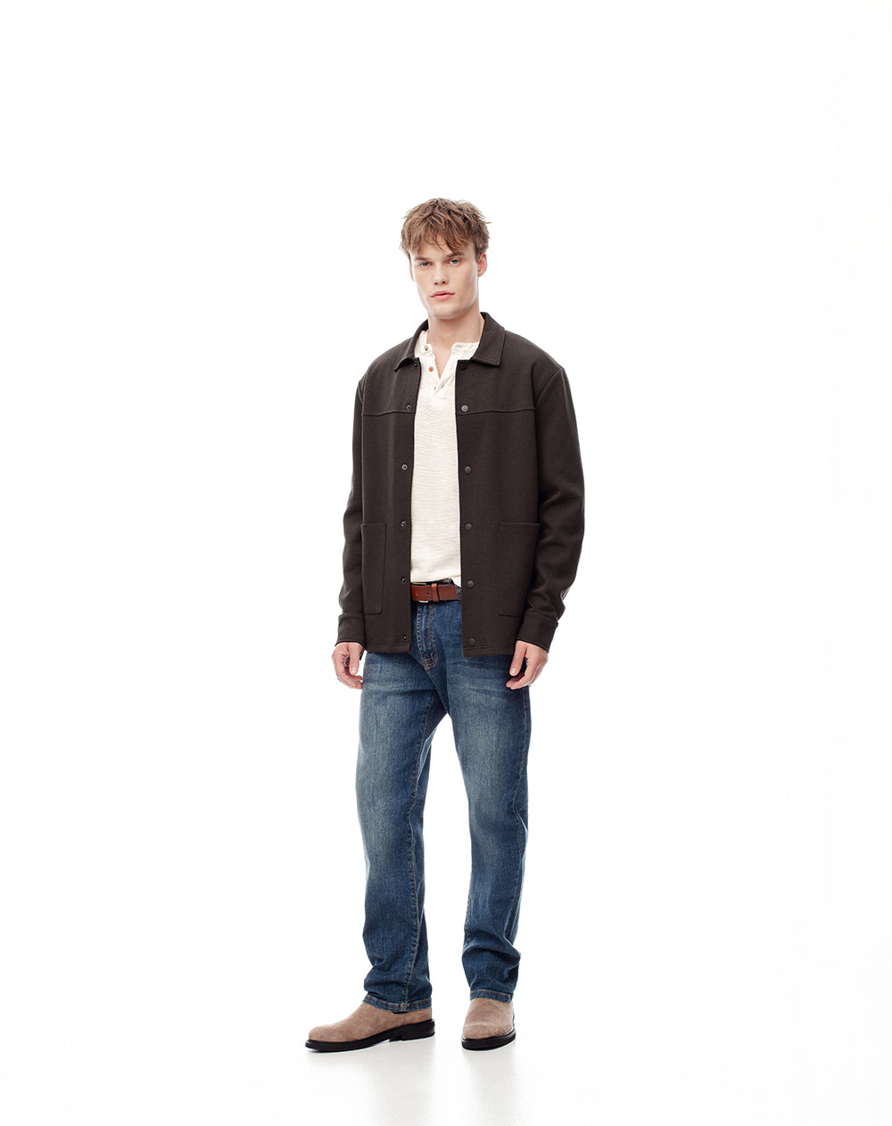Chaqueta regular chocolate hombre