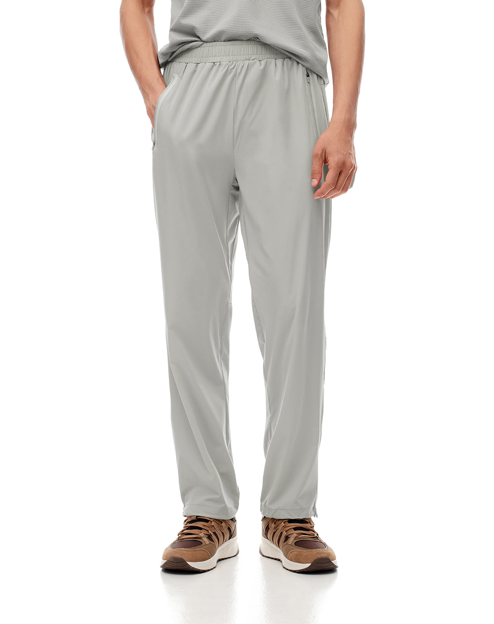 Jogger regular fit tiro medio taupe