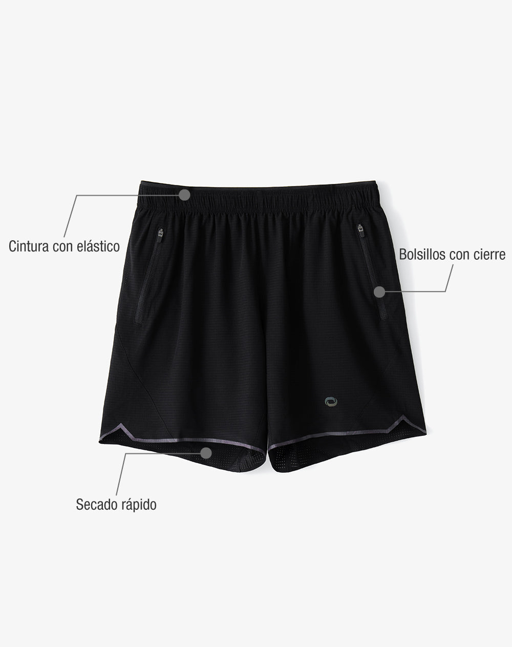 Pantaloneta deportiva malla interna negra hombre