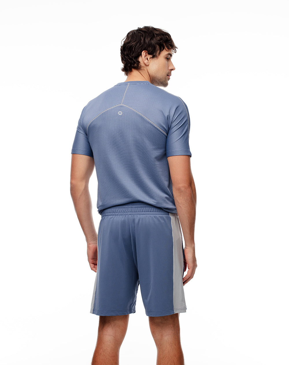 Pantaloneta azul bloques