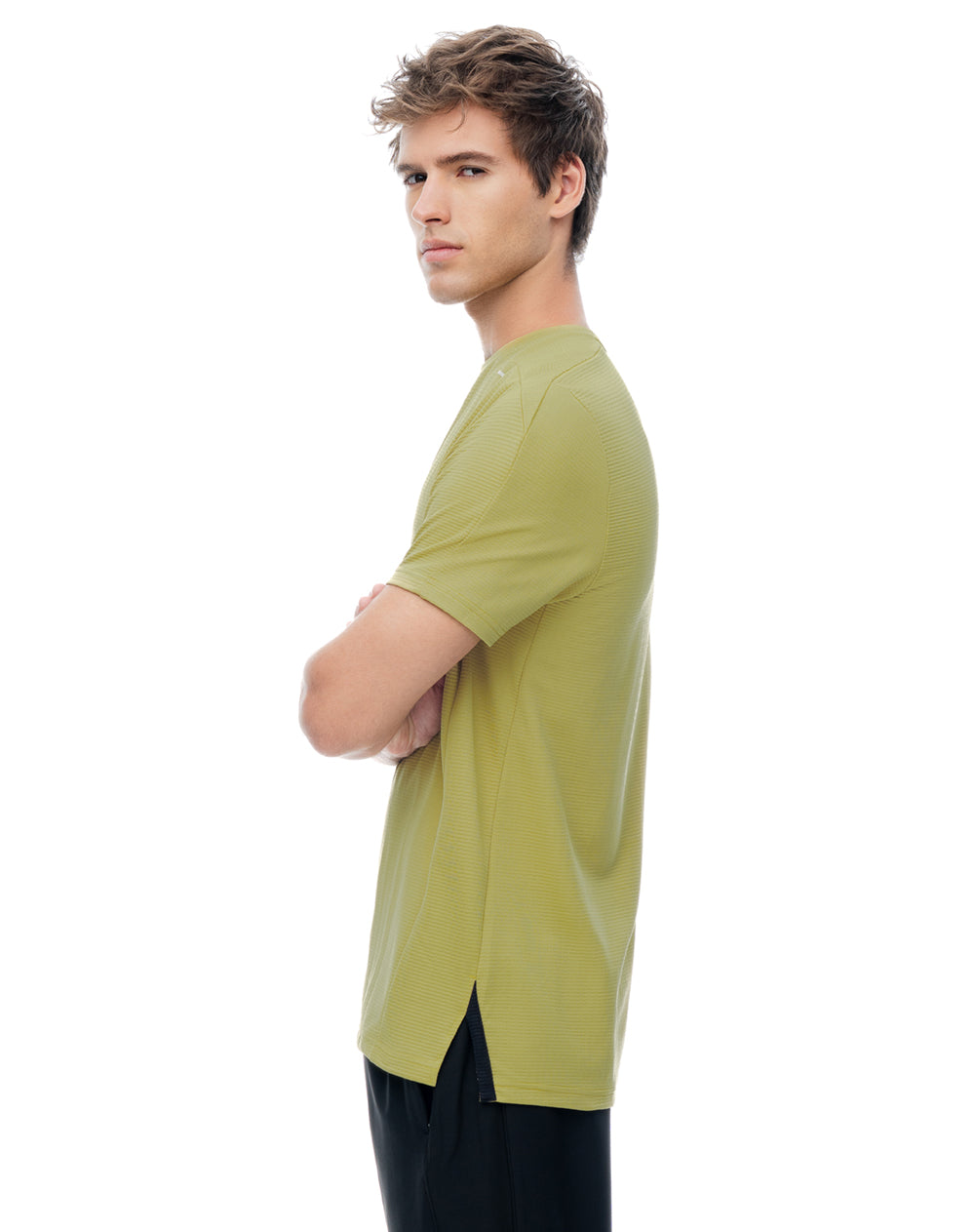 Camiseta deportiva control humedad amarilla hombre