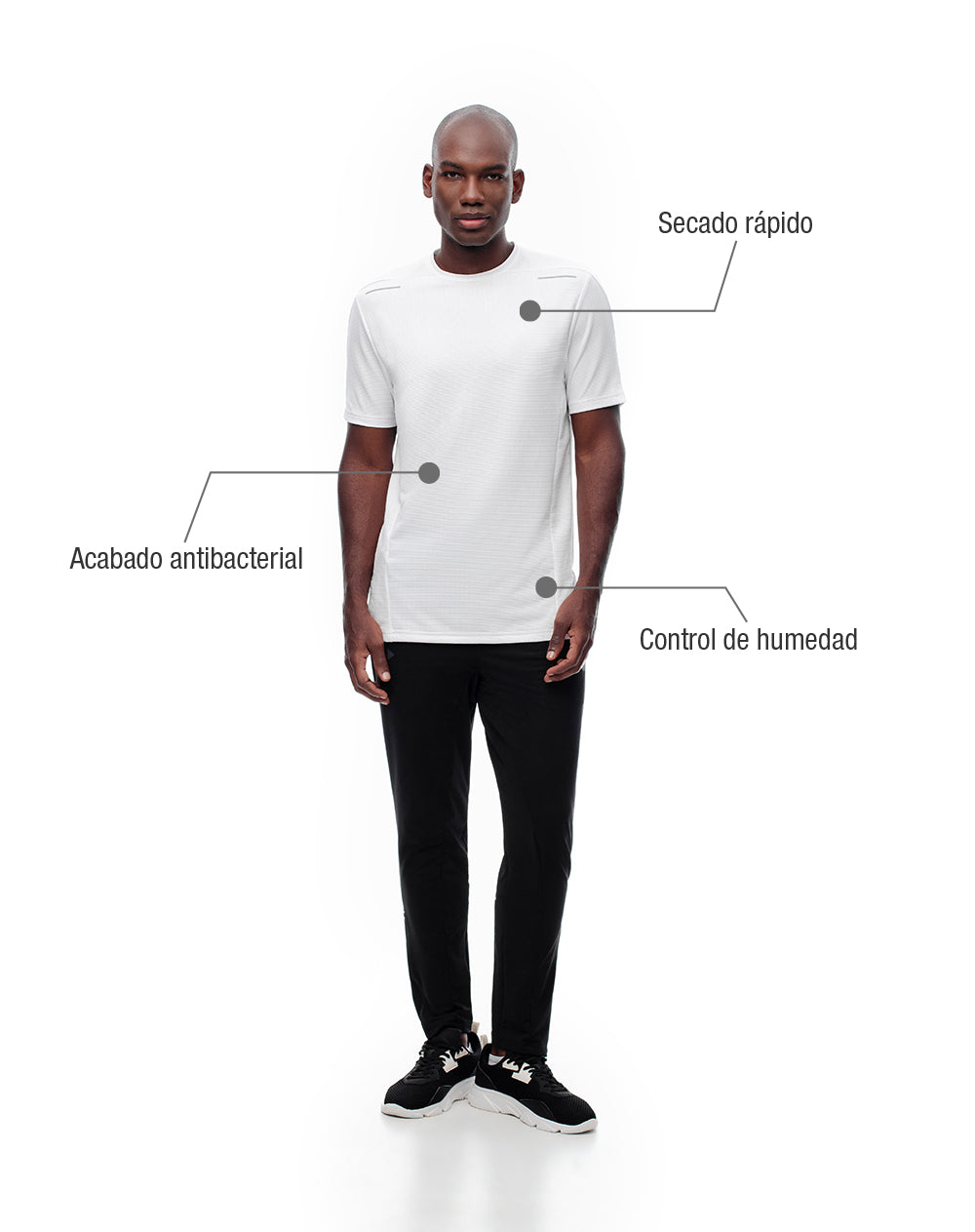 Camiseta deportiva control humedad blanca hombre