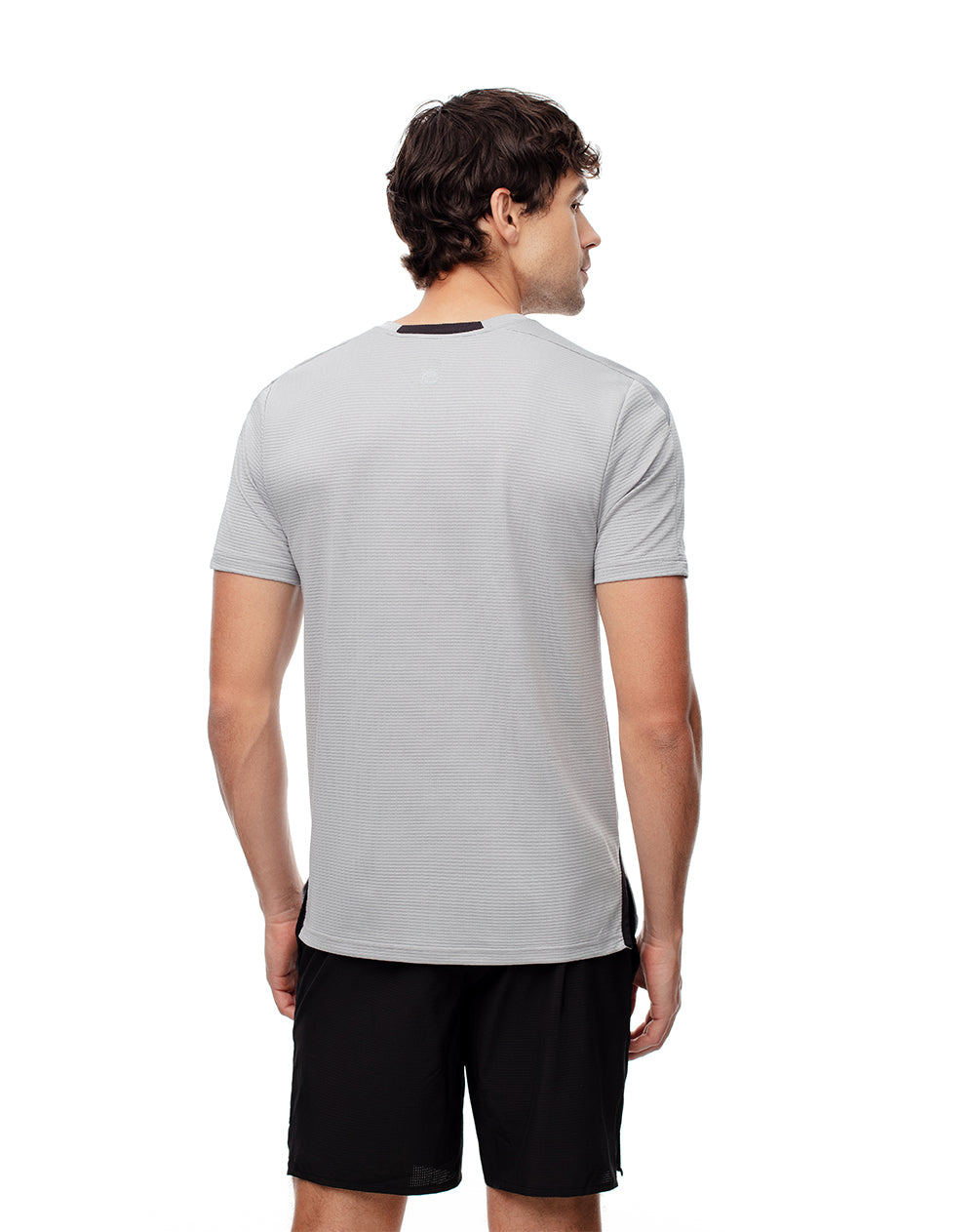 Camiseta slim fit manga corta gris