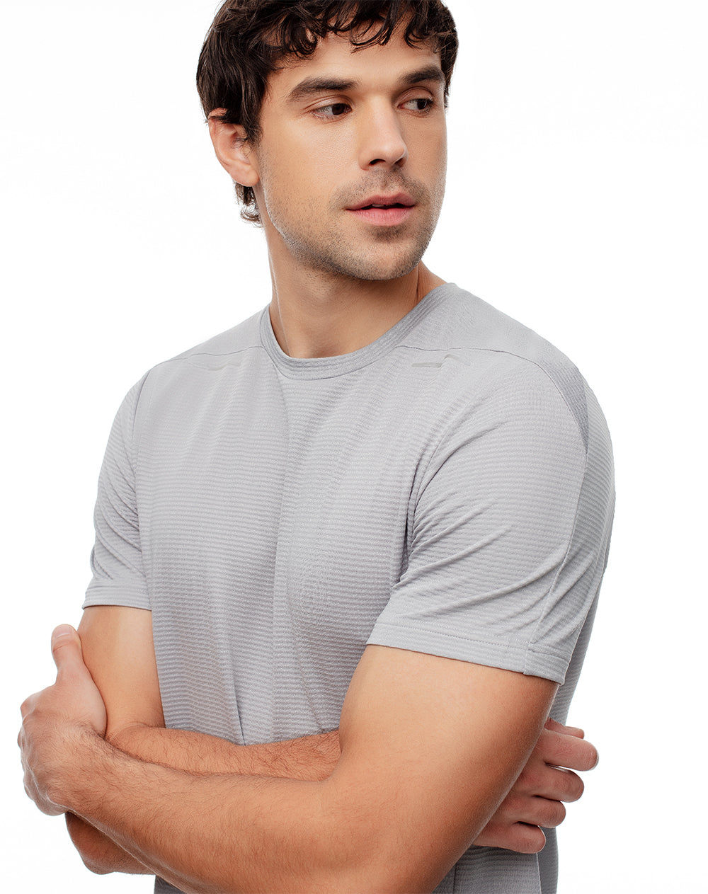 Camiseta deportiva hombre control humedad gris