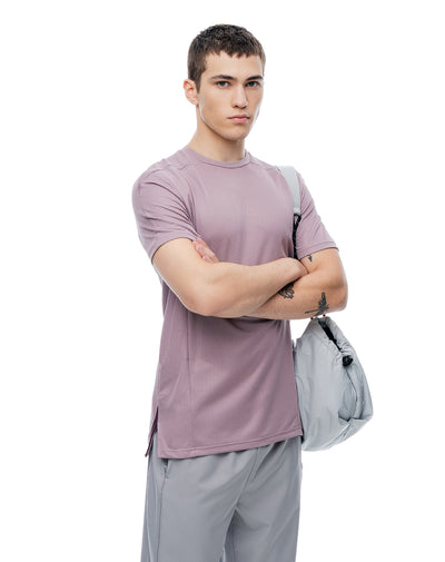 Camiseta slim manga corta lila hombre