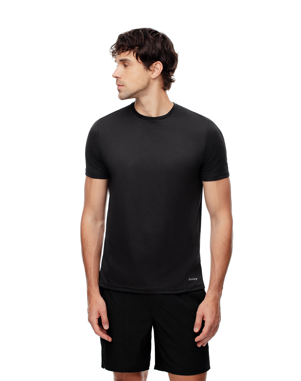 Camiseta slim fit manga corta negra