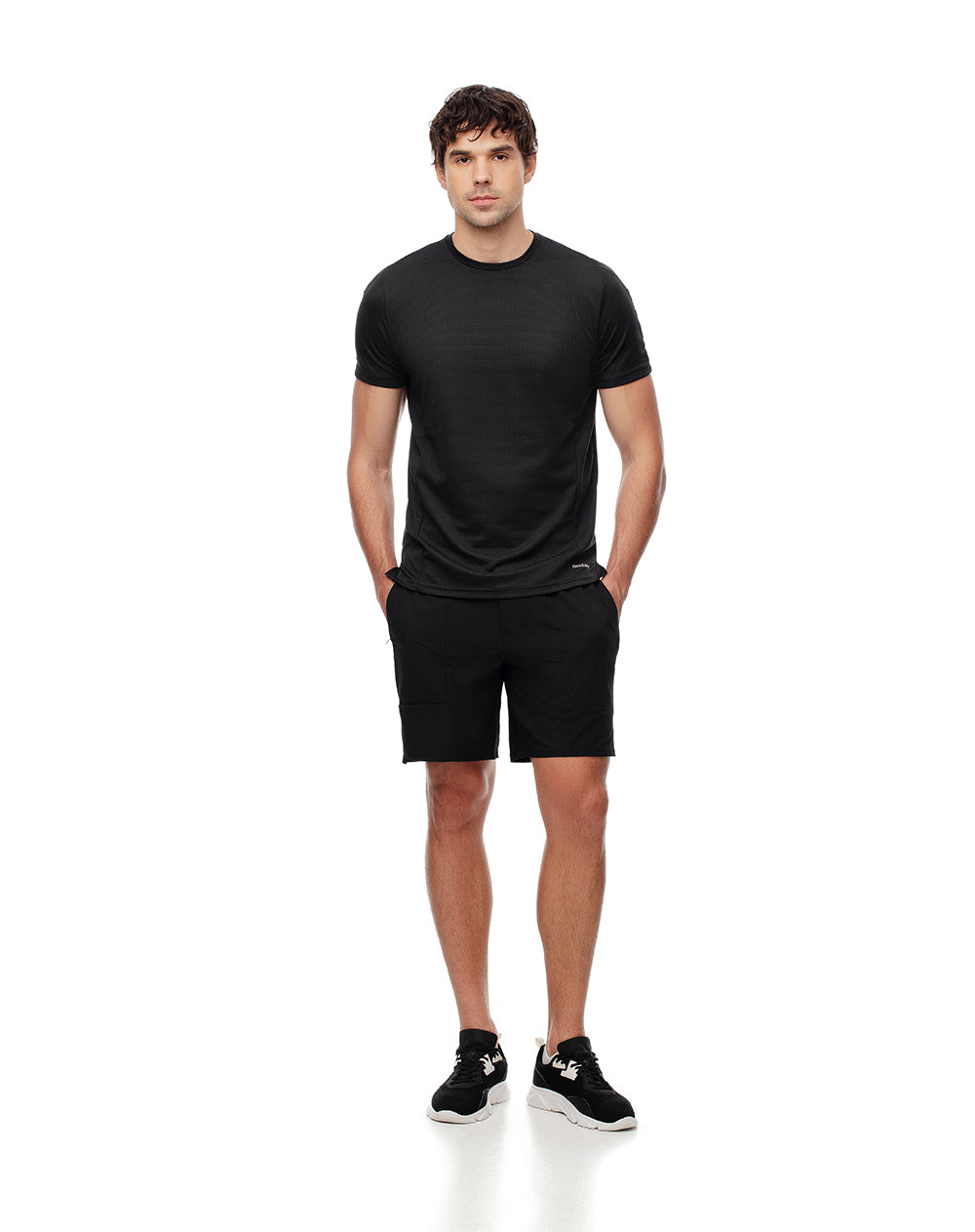 Camiseta slim fit manga corta negra