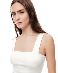 Crop top slim algodón blanca estampado mujer