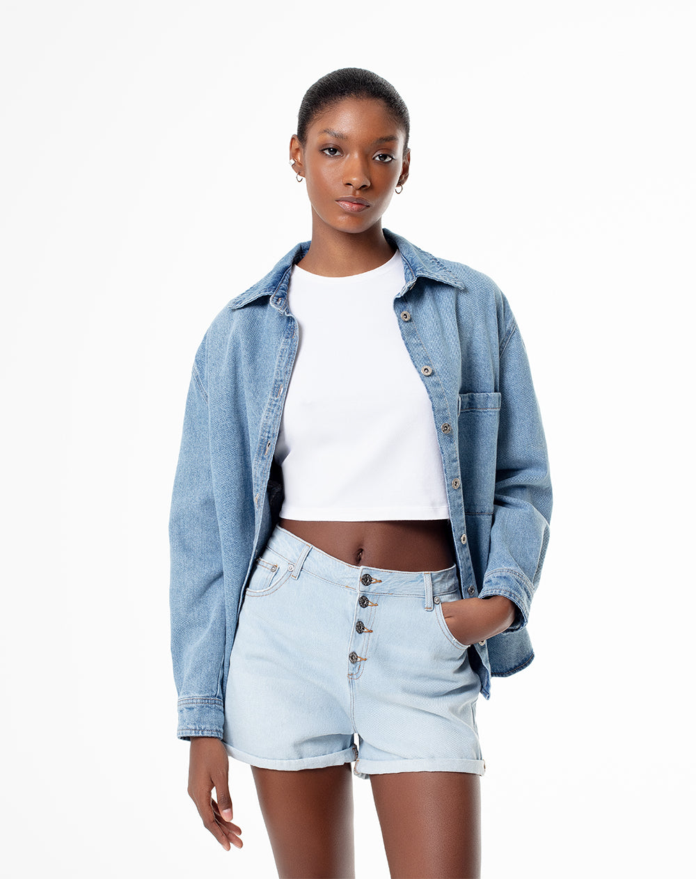 Short indigo claro