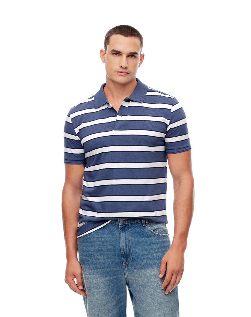 Polo regular fit azul con rayas